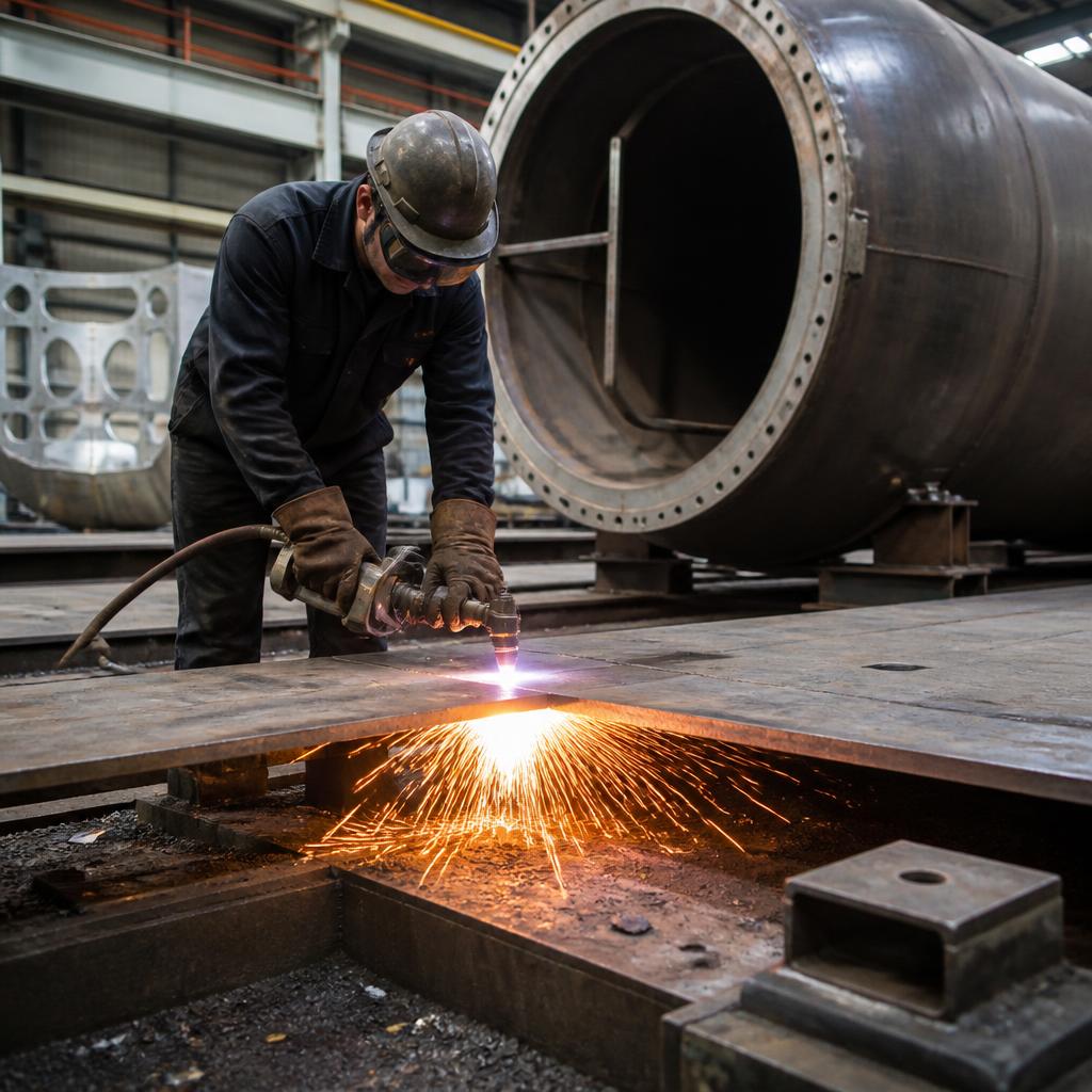 technicien qui travaille sur des tuyaux industriels